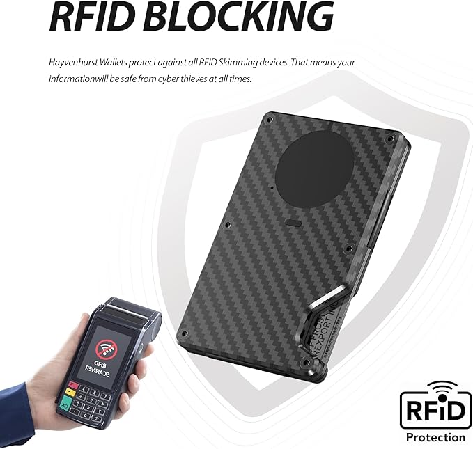 Air Wallet,Minimalist Wallet With Built In Airtag Chip, Rfid Blocking Credit Card Holder,Slim Wallet For Men,Compatible With Apple Find My Ios Only,Detachable Money Clip (Minimalist, Carbon Fiber)