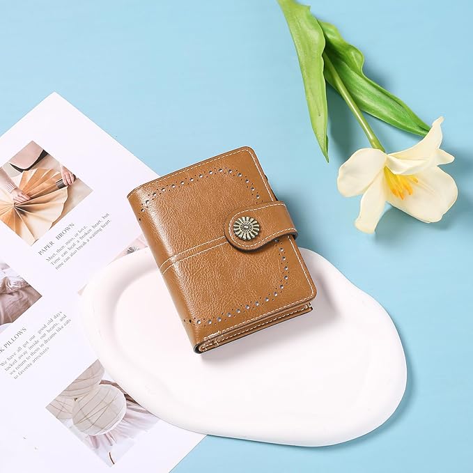 Small Wallet for Women Bifold Credit Card Holder RFID Blocking with Zipper Pocket