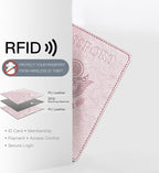 VIDIVICI Passport Wallet For Women,Passport Holder For Women-Gold Rose