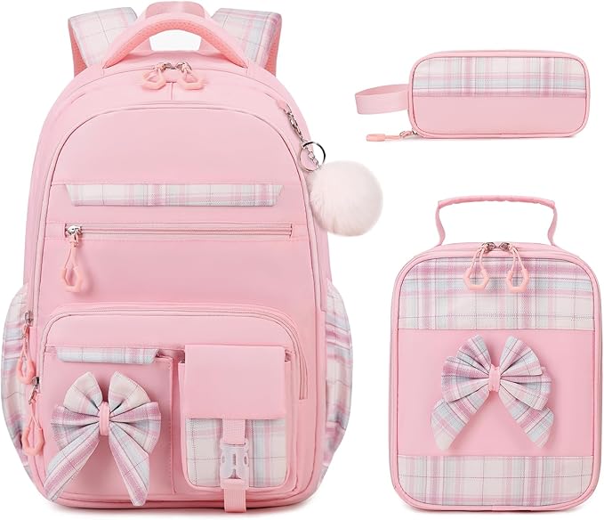 DIGOBAY Backpack for Girls, 3PCS Girls Backpack for School with Lunch Bag Pencil Case, Cute Kids Teens Bookbag for Kindergarten Elementary Preschool Middle School