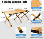 Rollingsurfer Folding Camping Table, Lightweight Roll-Up Table Aluminum Low Portable Picnic Table with Easy Carrying Bag for Outdoor, Beach, Picnic, Backyards, BBQ and Party, 45.2"L x 23.6"W x 17.3"H