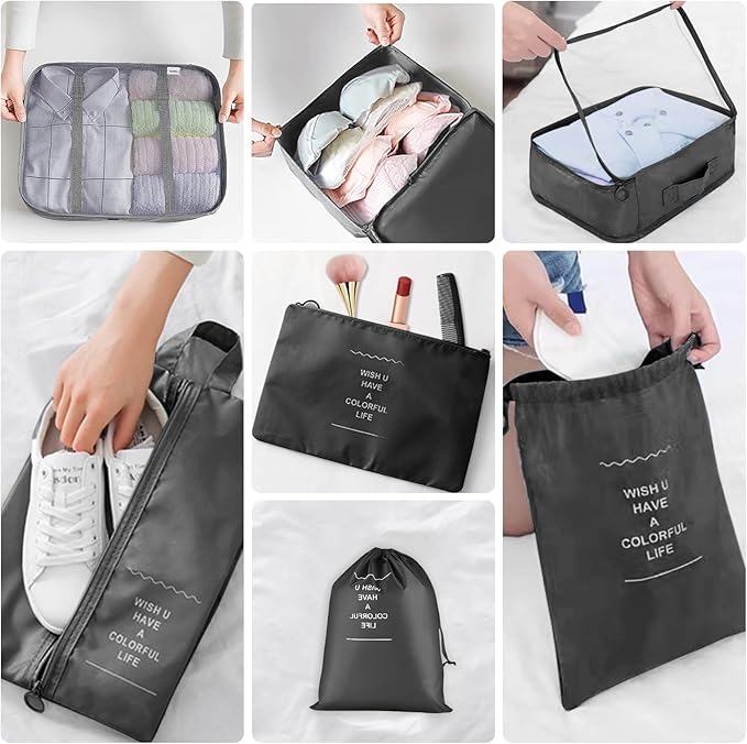 Packing Cubes for Travel -10 Set Luggage Organizer Bags for Family, Mesh Breathable Packing Cubes for Suitcases Durable Travel Essentials Bags Set