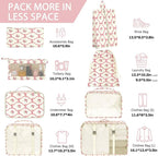 KPX 8 Set Packing Cubes for Travel, Luggage Packing Organizers Accessories Large Toiletries Bag for Clothes Shoes Cosmetics (8Set-Flower & Bow)