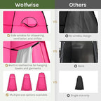 Wolfwise Pop Up Shower Tent for Camping, Portable Instant Changing Tent with Ventilation Window & Carry Bag, Privacy Bathroom Toilet for Beach & Outdoor, Width 47 ", Height 75 ", Rose Red