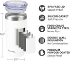 SUNWILL Travel Coffee Tumbler 20 oz, Insulated Mug with Lid, Stainless Steel Cup for Hot and Cold Drinks, Powder Coated White