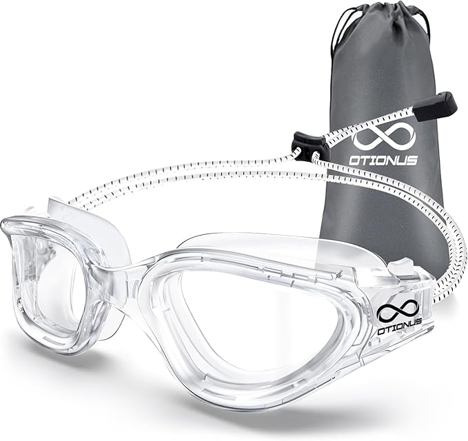 Swim Goggles, Polarized Adult Swimming Goggles Bungee Strap No Hair Pulling Anti-fog Pool Goggles for Men Women
