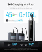 CUKTECH 15 Ultra Power Bank for Laptop, 20,000mAh 140W Portable Charger, Smart Display, External Battery for Outdoor Work and Travel, for iPhone 16/15, MacBook, Samsung, and More (Flight-Approved)