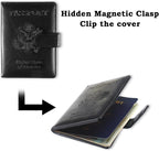 Sizobi Passport Holder for Travel, RFID Passport Cover Wallet for Women Men, Leather Passport Book Card Holder Case for International Travel Must Haves Accessories, Cruise Ship Essentials Gifts, Black