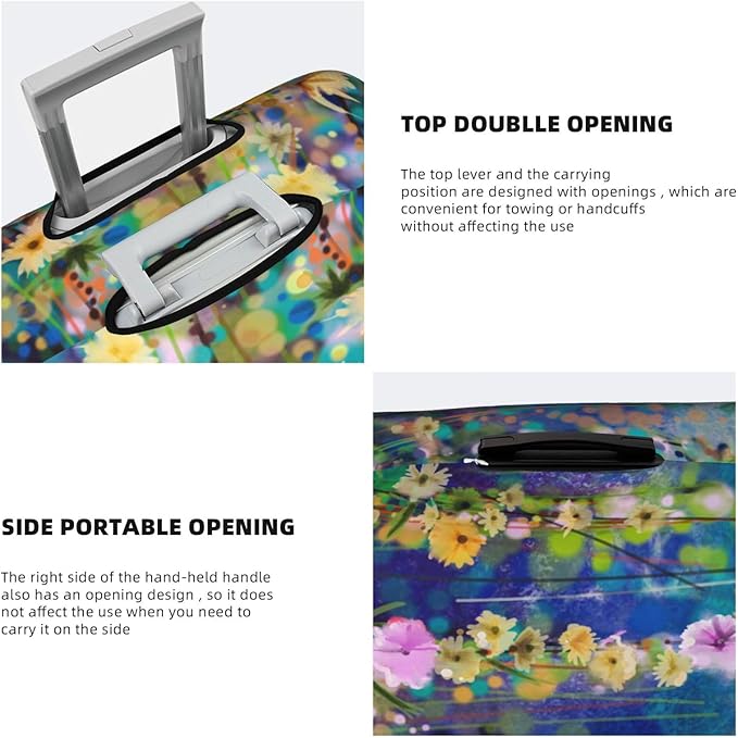 Travel Luggage Cover Suitcase Protector, Abstract Spring Flower Watercolor Suitcase Cover Washable Elastic Anti-scratch Luggage Cover with Concealed Zipper for Wheeled Suitcase Fits 22-24 Inch Luggage