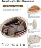Pritent Fanny Packs for Women Cross Body Bag Waterproof Belt Bag with Adjustable Strap and Zipper Back Pocket Small Crossbody Bags Fashion Waist Packs for Workout Travelling(Strawberry Beige)
