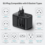 MOMAX Universal Travel Adapter Worldwide 170W GaN, 3 USB-C PD & 1 USB-A QC International Power Adapter for Laptop Fast Charging, European Travel Plug Adapter for UK/US/AUS/JP, Travel Essentials