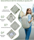 ECOHUB 17" Laptop Backpacks with Laptop Compartment Work Backpack Women Lightweight & Water Resistant Travel Backpack,Green