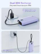 Portable Charger, 45W 20000mAh Power Bank with in/Out Fast Charging USB C Cable, 3W Flashlight, LED Display, Portable Battery Pack Travel Essentials for iPhone 17/16/15, Android Phone, Tablet, Laptop