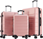 OLIXIS 3-Piece Luggage Set, Carry On Suitcases with Spinner Wheels, Expandable Travel Luggage with TSA Approved Lock & ABS Hard Shell, Pink, 20/24/28 Inch