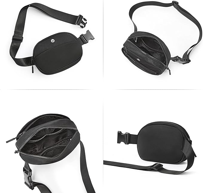 WESTBRONCO Fanny Packs for Women Men, Small Belt Bag Nylon, Lightweight Fashion Waist Packs, Mini Crossbody Bags with Adjustable Strap for Workout Running Traveling(Black)