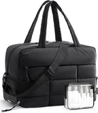 BAGSMART Gym Bag for Women, Carry on Travel Duffel Bag, Water-resistant Weekender with Shoe Compartment for Gym Travel Work, Classic, Large