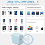 iPhone 17 16 15 Charger Fast Charging 3+3Pack Type C Charger USB C Chargers Block with 10FT Cable for iPhone Air/17/17 Plus/17 Pro/17 Pro Max/16/16 Plus/16 Pro/16 Pro Max/15/15 Pro Max/iPad Pro (Blue)