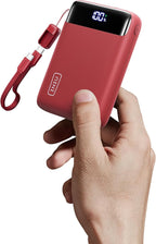 INIU Smallest 20000mAh Power Bank, 22.5W PD Fast Charging Portable Charger with Detachable Cable, Flight-Safe Battery Pack with LED Display for iPhone Google College Students Teen Boys Girls, Red