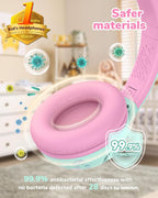iClever BTH27 Toddler Headphones for 2+ Year Old-CPC Certified, 75/80dBA Safe Volume Limited, 74H Playtime, Bluetooth 5.4, BPA Free, Kids Bluetooth Headphones Aux Cord for Travel iPad, Green/Pink