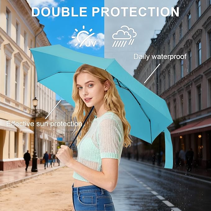 Compact Travel Umbrella with Case - Mini Umbrella for Purse, Small Lightweight &Tiny Design Perfect for Parasol Outdoor Sun&Rain Umbrellas