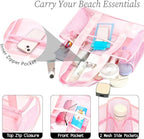 Fammart Iridescent Clear Beach Bag for Women, Jelly Tote Bag Waterproof Sandproof Pool Bag Cruise Vacation Essentials