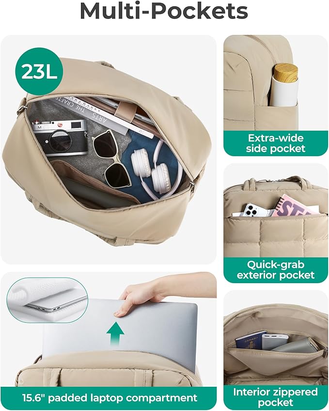 BAGSMART Gym Bag for Women, Carry on Travel Duffel Bag, Water-resistant Weekender with Shoe Compartment for Gym Travel Work, Desert, Medium