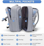 coofay Expandable Backpack For Traveling On Airplane Carry On Backpack Flight Approved Personal Item Travel Backpack For Women Men Airline Approved Gym Bag With Shoe Compartment Travel Weekender Bag