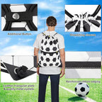 draw string back bag, Large Gym Sports string backpack for men and women with front zipper pocket(football pattern)
