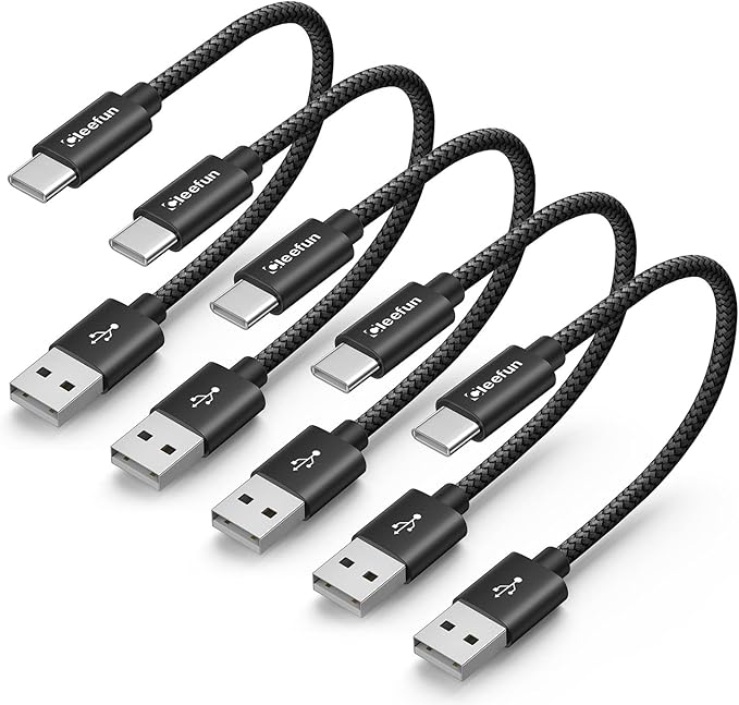 CLEEFUN Short USB C Cable 1ft, 5-Pack USB A to Type C Charger Cord Fast Charging for iPhone 17 16 15 Pro Max Air Plus, for Samsung Galaxy S25 S24 S23 S22 S21 S20 A17 A16 A15 A56 A55 A26 A35 A36 A71