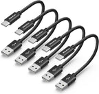 CLEEFUN Short USB C Cable 1ft, 5-Pack USB A to Type C Charger Cord Fast Charging for iPhone 17 16 15 Pro Max Air Plus, for Samsung Galaxy S25 S24 S23 S22 S21 S20 A17 A16 A15 A56 A55 A26 A35 A36 A71