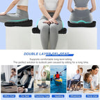Thicken 19.7in Seat Cushion, Gel Seat Cushion for Long Sitting–Office Chair, Wheelchair, Car Cushion, Large Cooling Pad for Back Pain, Sciatica, Tailbone Pain Relief