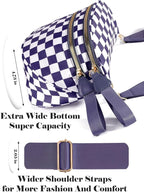 Black and White Checkered Crossbody Bag Bum Bag for Women,Spacious Checkered Purse Fanny Packs Belt Bag