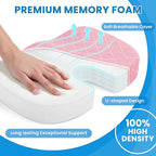 TushGuard Office/Car Seat Cushion, Non-Slip Sciatica & Back Coccyx Tailbone Pain Relief Chair Pad, Memory Foam Butt Pillow for Computer Desk, Wheelchair, Driving (Pink)