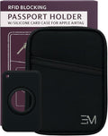 EM Premium Products RFID Protection Travel Wallet & Passport Holder – Zippered Organizer Case with AirTag card holder – Holds Cards, Cash, ID, Tickets