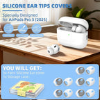 [5 Pairs] for AirPods Pro 3 Ear Tips Cover [Fit in Case], Soft Silicone AirPod Pro 3 Ear Cover Anti Slip Air Pod pro 3 Accessories Compatible with AirPods Pro 3rd Generation Earbuds 2025 (White)