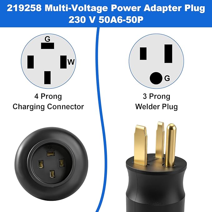 219258 Multi-Voltage Power Adapter Plug Compatible with Millermatic 211 & Hobart Handler 210MVP MIG Welder, 230 Volt MVP Electric Adaptor Match with Welding Power Cable 6-50P, 4-Pin 3 Prong Plug