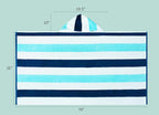COTTON CRAFT Hooded Beach Towel – Oversized 35 x 70 Towel with Hood for Adults - 100% Cotton Velour Terry Towel - Pool Bath Wrap - Super Soft Plush Absorbent Quick Dry – 630 GSM – Cabana Stripe Blue