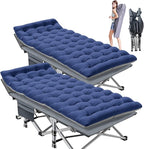 ABORON Camping Cot for Adult 28" Extra Wide, 2PK Heavy-Duty 1200D Oxford Cot for Sleeping, Portable Folding Camp Bed with Mat & Carry Bag