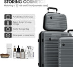 GinzaTravel 20" Carry On Luggage and 13" Mini Cosmetic Cases Travel Set Lightweight Polypropylene Suitcase with TSA Lock Hardside Luggage with Spinner Wheels (2 Piece Set, Gray)