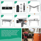 KingCamp Folding Camping Table, Portable Camp Table Foldable Aluminum Roll Up Seamless Desktop with Storage and Tall Legs for Outdoor Backyard Picnic