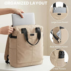 G4Free Protective 16" Laptop Backpack, Large Work Bag for Men Women, Slim Casual Backpacks for Travel, College, Business, Khaki