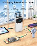 Portable Charger Power Bank 50000mAh, USB-C PD 30W Fast Charging, High Capacity External Battery Pack for Camping, Portable Phone Charger for iPhone 17/16/15/14/13/12/11 Samsung Android (White)