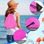 PLULON 6 Pcs Drawstring Bags Bulk Pink Drawstring Backpack String Backpack Cinch Sack Sport Gym Backpack Bags for Yoga Traveling Outdoor Sports