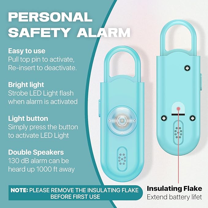 Personal Safety Alarm for Women Girls, 130dB Loud Siren + LED Light, Stylish Keychain, Easy-Pull Emergency Self-Defense for Night Safety, Running, Travel, College Students Self Defense Device Gift