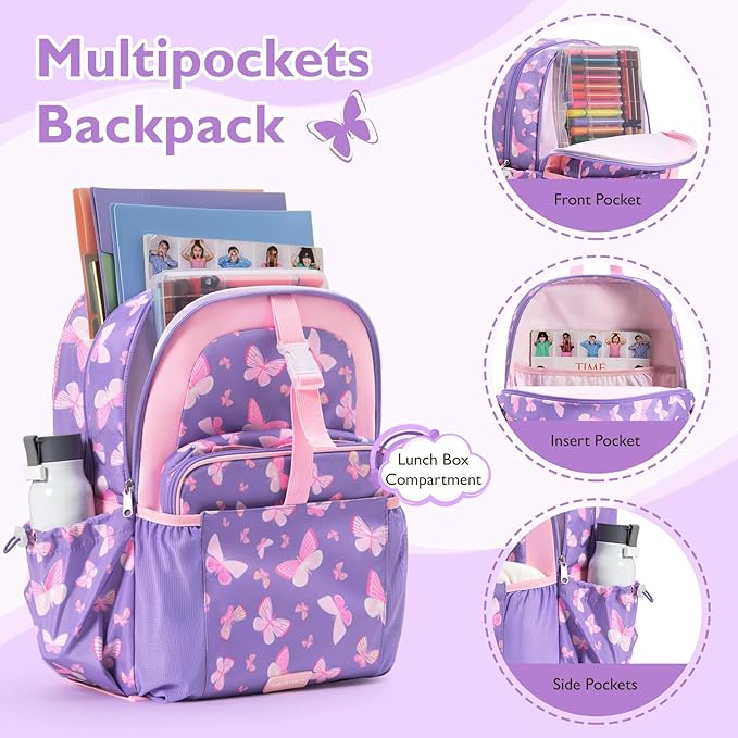 mommore Kids Backpack for Boys Girls 4-8 Kindergarten Elementary School Backpack with Lunch Box - 15” H Fit Folder