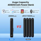 AONIMI Portable Charger 40800mAh Power Bank with 2 Built in Cables and Apple-Watch Charger, 25W PD Fast Charging USB C Battery Pack, 5 Output 2 Input Phone Charger for iPhone 17/16/15,Android