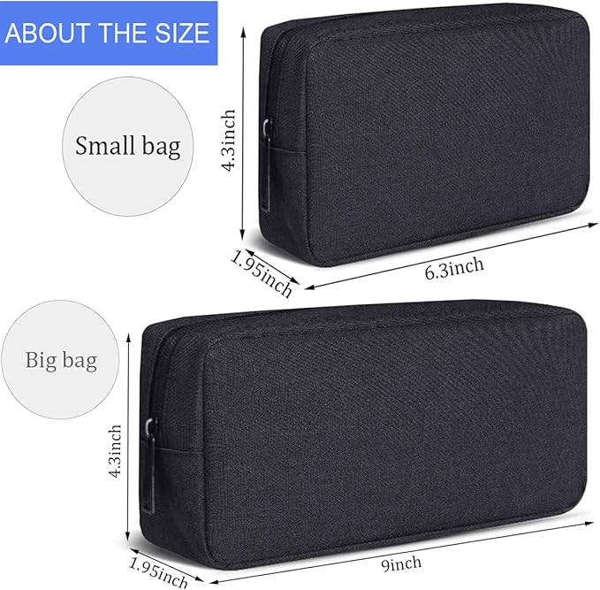 CAAORDKSO Electronics Organizer Travel Case, Cord Organizer Travel Cable Organizer Bag Waterproof Portable Accessories Case for Cable, Cord, Charger, Phone, Power Bank, Earphone (Small-Black)