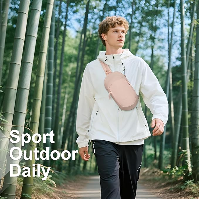 Small Sling Bag with RFID Blocking, Mini Fanny Pack for Women and Men, Convertible Crossbody Anti Theft Chest Bag for Travel Hiking Running, Pink