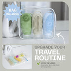 Sumina Silicone Travel Bottles 3-Pack (3.4 oz) with TSA Bag | TSA-Approved Leakproof Toiletry Containers | Refillable Shampoo Bottles with Gentle Exfoliation | Soft, Squeezable Silicone