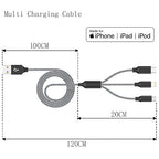 Xnewcable Multi Charging Cable 4ft 2Pack 3 in 1 Charger Cord, Multiple Rapid Nylon Braided Cable USB Charging Cable Multi Phone Charger Cord with Type C Micro Lightning USB Connectors for Cell Phones